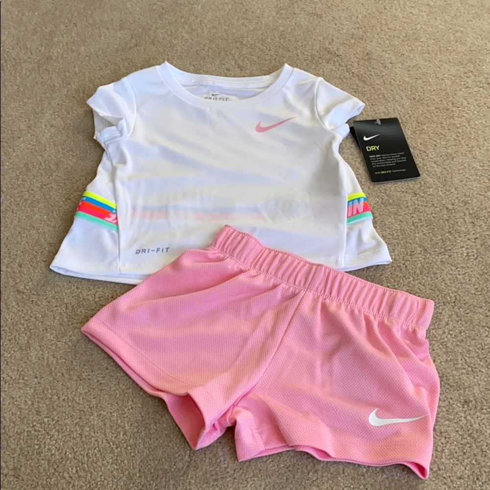 Nike girls dri fit shorts set